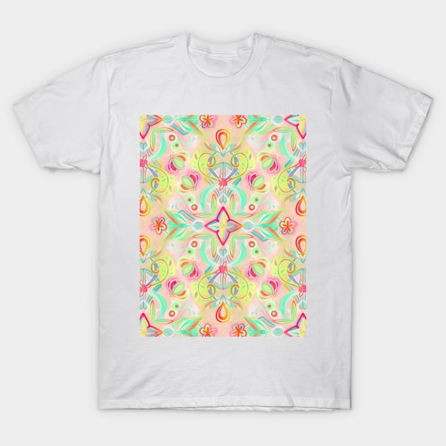 Soft Neon Pastel Boho Pattern T-Shirt by micklyn